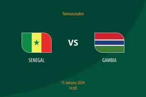 Senegal vs Gambia fútbol americano marcador transmitir modelo vector