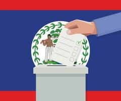 Belize election concept. Hand puts vote bulletin vector