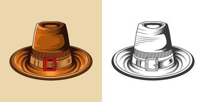 hat vector design with black and white