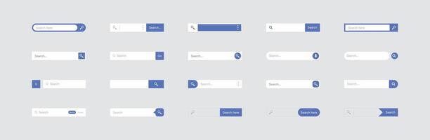 Web search bars set. search boxes collection. Vector set computer illustration searched navigator. Vector illustration.