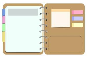 Vector illustration of notebook's back page with brown cover and copy space for presentation