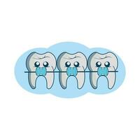 ilustración de dientes con tirantes vector