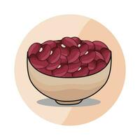 illustration of red bean bowl vector