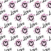 Stylish graphic seamless pattern with hearts and word love. Background vector