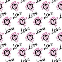 Stylish graphic seamless pattern with hearts and word love. Background vector