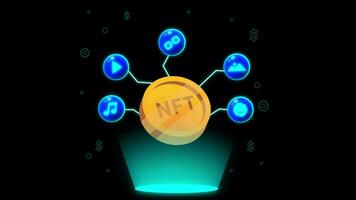 NFT Mint Space with Cryptocurrency Coin On Alpha Channel video