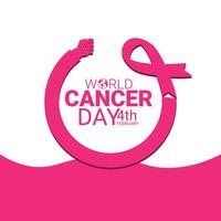 World Cancer Day is celebrated on 4th February every year to create creative designs, raise awareness about cancer, and encourage its prevention, detection, and treatment. Vector illustration