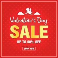 Valentines day sale banner design with 50 off discount vector