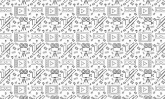 Seamless pattern hand drawn doodle Cinema set. Vector illustration. Movie making icons. Film symbols collection. Cinematography freehand elements