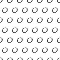 Seamless pattern with black sketch hand drawn brush scribble circles shape on white background. Abstract grunge texture. Vector illustration