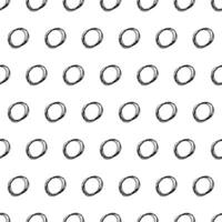 Seamless pattern with black sketch hand drawn brush scribble circles shape on white background. Abstract grunge texture. Vector illustration