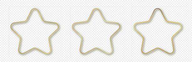 Gold glowing rounded star shape frame vector