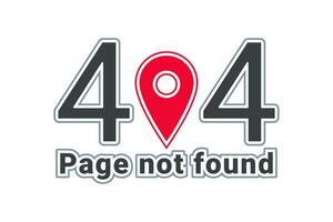 Image for page 404 with red pin icon and text Page not found. Isolated illustration. vector