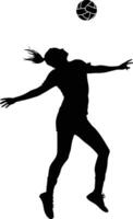 AI generated Silhouette volleyball player full body black color only vector