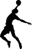 AI generated Silhouette volleyball player full body black color only vector