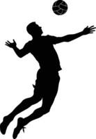 AI generated Silhouette volleyball player full body black color only vector