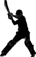 AI generated Silhouette cricket player full body black color only vector