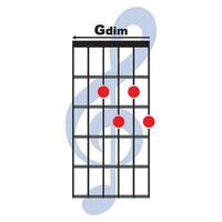 Gdim  guitar chord icon vector