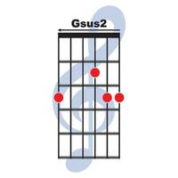Gsus2 guitar chord icon vector