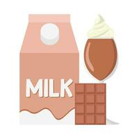 milkshake chocolate, bar chocolate with box milk illustration vector