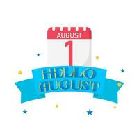 hello august with calendar illustration vector