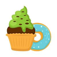 donut with cupcake illustration vector