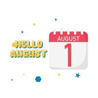 hello august text with calendar illustration vector