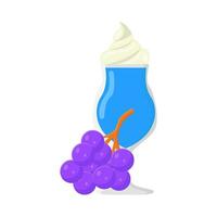 milkshake vanilla with grape illustration vector