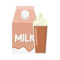 milkshake chocolate with box milk chocolate  illustration vector