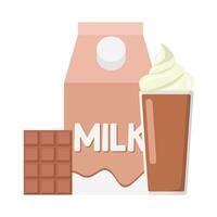 milkshake chocolate, bar chocolate with box milk illustration vector