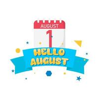 hello august with calendar illustration vector