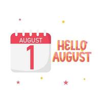 hello august text with calendar illustration vector