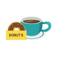 donut glazed sweet in package with coffee drink  illustration vector