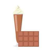 milkshake chocolate with bar chocolate illustration vector