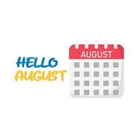 hello august with calendar illustration vector