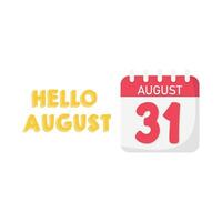 hello august with calendar illustration vector