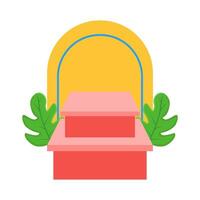 podium stage, background with leaf illustration vector