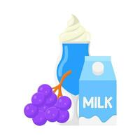 milkshake, box milk with grape illustration vector