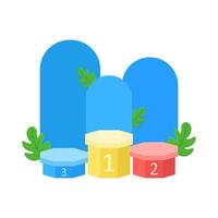 podium stage champion, background with leaf illustration vector
