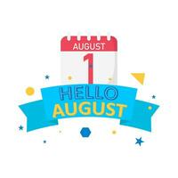 hello august with calendar illustration vector