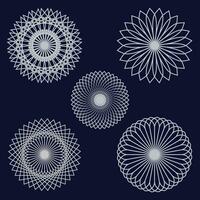 Silver color flower mandala set design vector