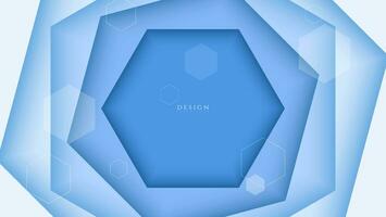 layered hexagonal background with blue and white color vector