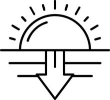 icono de línea de puesta de sol vector