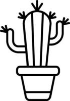 icono de línea de cactus vector