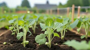 AI generated Seedlings growing in a garden, gardening concept photo