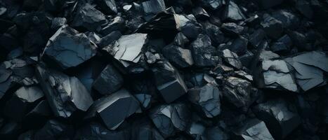 AI generated Close-up of a dark, heavy heap of varied coal. AI generative. photo