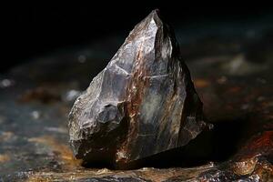 ai generado yelimite es un raro precioso natural Roca en un negro antecedentes. ai generado. foto
