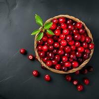 Sweet cranberries flat lay photo