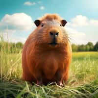 AI generated Capybara on backgrounds nature photo