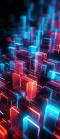 AI generated Explore the virtual world with this 3D abstract background. The futuristic architecture and cyber connections. photo